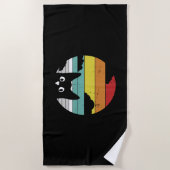 Funny Black Cat Vintag Retro Sunset Design Strandtuch (Vorderseite)