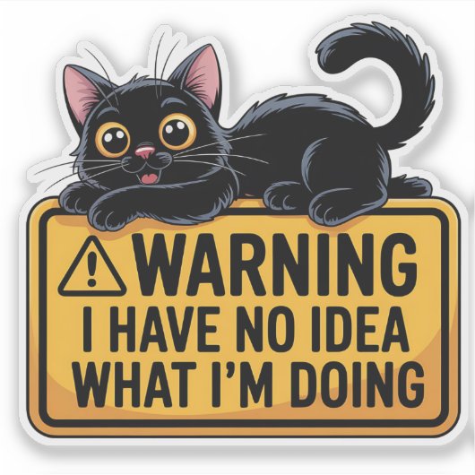Funny Black Cat Warning Sign Sticker (Vorderseite)
