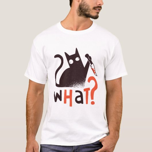 Funny Black Cat WAS? Funny Cat ,Cat T-Shirt (Vorderseite)