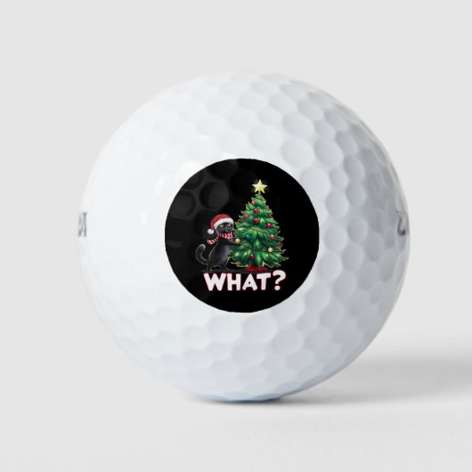 Funny Black Cat Was Weihnachtsbaum Weihnachten Golfball (Vorderseite)