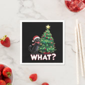 Funny Black Cat Was Weihnachtsbaum Weihnachten Serviette (Beispiel)