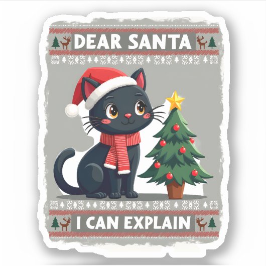 Funny Black Cat Weihnachten Liebe Weihnachten, ich Aufkleber (Vorderseite)