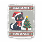 Funny Black Cat Weihnachten Liebe Weihnachten, ich Aufkleber (Vorderseite)