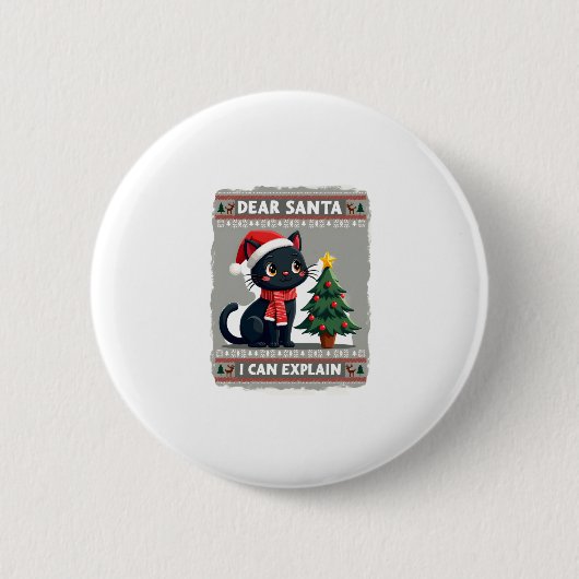 Funny Black Cat Weihnachten Liebe Weihnachten, ich Button (Vorderseite)