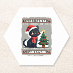 Funny Black Cat Weihnachten Liebe Weihnachten, ich Untersetzer