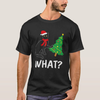 Funny Black Cat Weihnachtsbaum über Katze Was T-Shirt