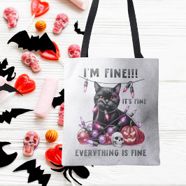 Funny Black Cat Weihnachtslicht Halloween Tasche