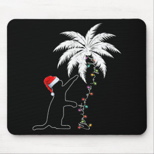 Funny Black Cat Weihnachtsmannmütze Hawaiian Chris Mousepad