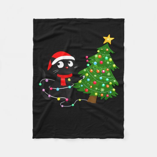 Funny Black Cat What_ Christmas Tree Funny Cat Lov Fleecedecke (Vorderseite)