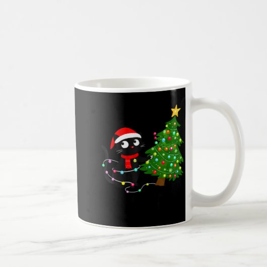 Funny Black Cat What_ Christmas Tree Funny Cat Lov Kaffeetasse (Rechts)