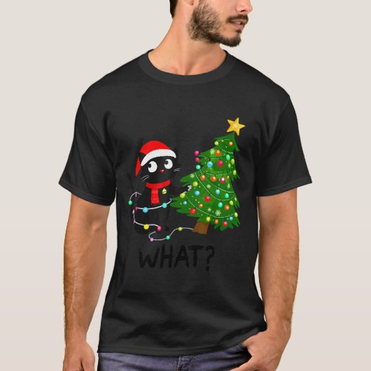 Funny Black Cat What_ Christmas Tree Funny Cat Lov T-Shirt (Vorderseite)