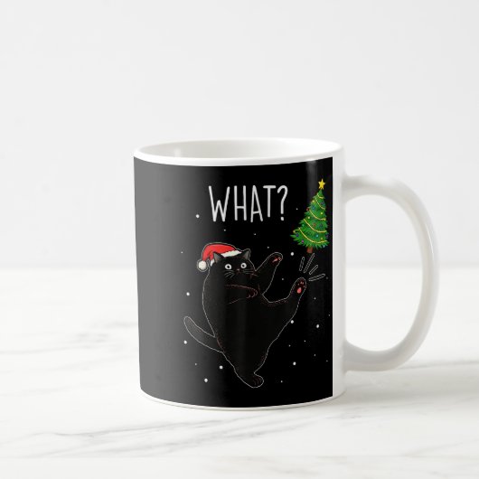 Funny Black Cat What_ Christmas Tree Meme Xmas Men Kaffeetasse (Rechts)