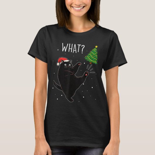 Funny Black Cat What_ Christmas Tree Meme Xmas Men T-Shirt (Vorderseite)