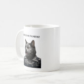 Funny Black Cat – What Happened?! Kaffeetasse (Vorderseite Links)