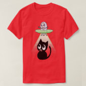 Funny Black Cat wird entführt T-Shirt (Design vorne)