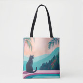 Funny Black cat with beautiful Nature Tasche (Vorderseite)