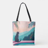 Funny Black cat with beautiful Nature Tasche (Rückseite)
