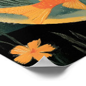 Funny Black cat with Fish Poster (Ecke)