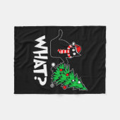 Funny Black Cat Xmas Pushing Christmas Tree Over C Fleecedecke (Vorderseite (Horizontal))