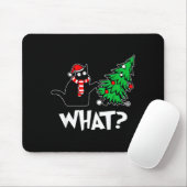 Funny Black Cat Xmas Pushing Christmas Tree Over C Mousepad (Mit Mouse)