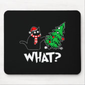 Funny Black Cat Xmas Pushing Christmas Tree Over C Mousepad (Vorne)