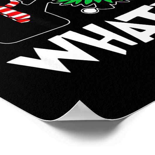 Funny Black Cat Xmas Pushing Christmas Tree Over C Poster (Ecke)