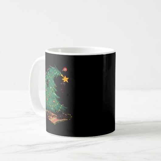 Funny Black Cats Christmas Xmas Tree Family Pajama Kaffeetasse (Vorderseite Links)