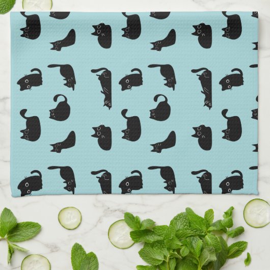 Funny Black Cats Geschirrtuch (Gefaltet)