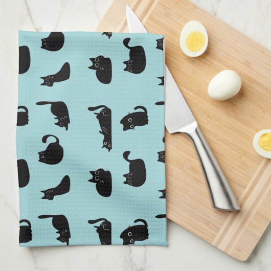Funny Black Cats Geschirrtuch (Viertel Falte)