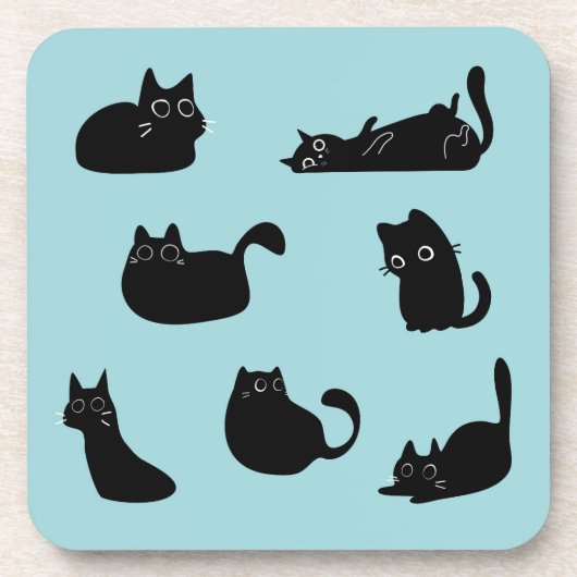 Funny Black Cats Getränkeuntersetzer (Vorderseite)