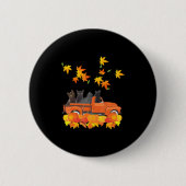 Funny Black Cats Lkw Autumn Pumpkin Mapsleaf Button (Vorderseite)
