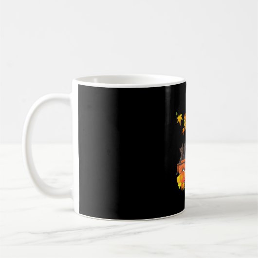 Funny Black Cats Lkw Autumn Pumpkin Mapsleaf Kaffeetasse (Links)