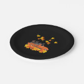 Funny Black Cats Lkw Autumn Pumpkin Mapsleaf Pappteller (Schrägansicht)