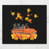 Funny Black Cats Lkw Autumn Pumpkin Mapsleaf Schaumweinetikett (Einzelnes Label)