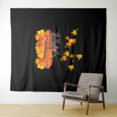 Funny Black Cats Lkw Autumn Pumpkin Mapsleaf Wandteppich (Beispiel (Horizontal))