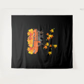 Funny Black Cats Lkw Autumn Pumpkin Mapsleaf Wandteppich (Vorderseite (Horizontal))