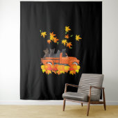Funny Black Cats Lkw Autumn Pumpkin Mapsleaf Wandteppich (Beispiel)