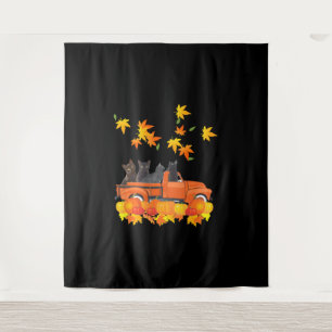 Funny Black Cats Lkw Autumn Pumpkin Mapsleaf Wandteppich