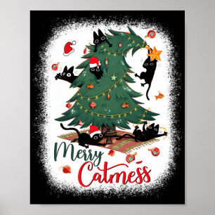 Funny Black Cats Weihnachtsbaum Merry Catmess Katz Poster