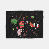 Funny Black Cats Weihnachtsmannmütze Weihnachtsbau Fleecedecke (Vorderseite (Horizontal))