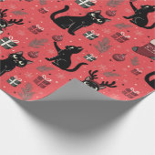 Funny Black Cats Weihnachtswrapping Paper Geschenkpapier (Ecke)