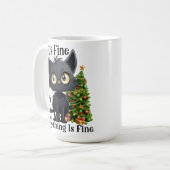FUNNY BLACK CHRISTMAS CAT AND BAUM KAFFEETASSE (Vorderseite Links)