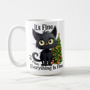 FUNNY BLACK CHRISTMAS CAT AND BAUM KAFFEETASSE