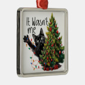 FUNNY BLACK CHRISTMAS CAT WITH TREM ORNAMENT AUS METALL (Rechts)