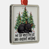 FUNNY BLACK CHRISTMAS CAT WITH TREM ORNAMENT AUS METALL (Rechts)
