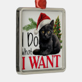 FUNNY BLACK CHRISTMAS CAT WITH TREM ORNAMENT AUS METALL (Rechts)