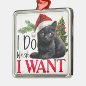 FUNNY BLACK CHRISTMAS CAT WITH TREM ORNAMENT AUS METALL (Links)