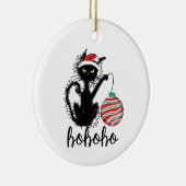 Funny Black Christmas Light Cat HoHoHo Keramik Ornament (Rechts)