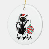 Funny Black Christmas Light Cat HoHoHo Keramik Ornament (Links)