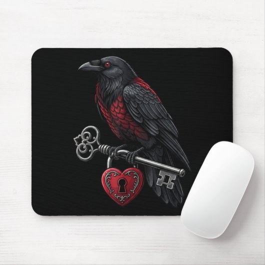Funny Black Crow Black Bird Funny Crow Valentines Mousepad (Mit Mouse)